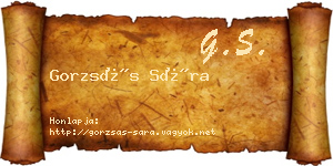 Gorzsás Sára névjegykártya